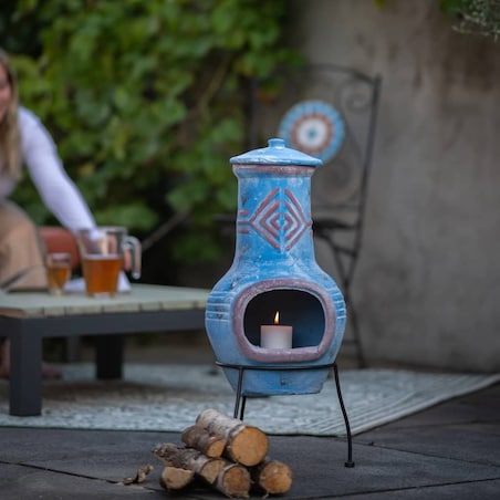 RedFire Kominek Colima, glina, morski błękit/ czerwień, 86031