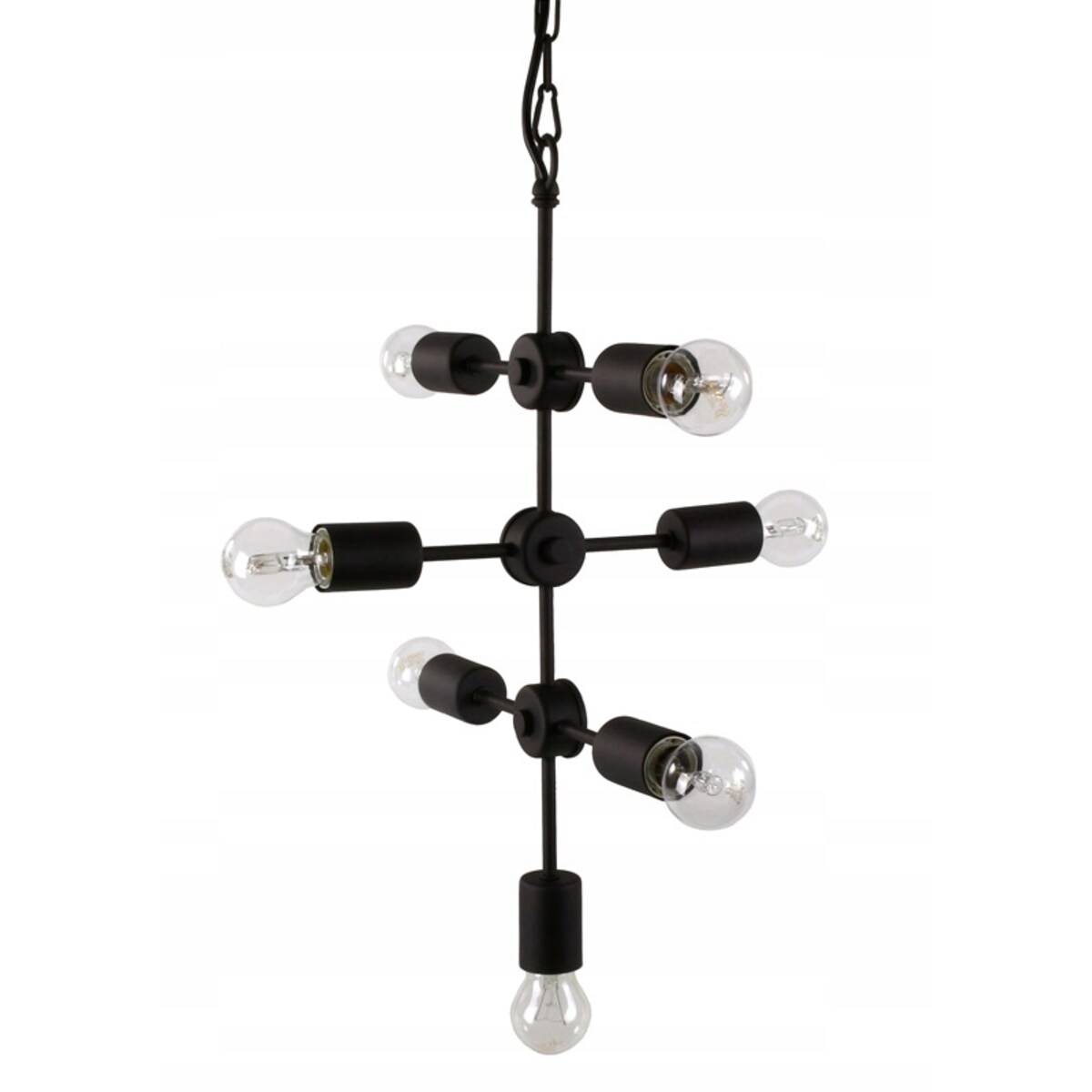 LAMPA wisząca RETRO metalowa czarna na 7 żarówek