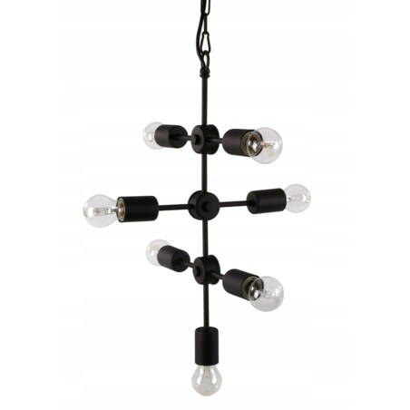 LAMPA wisząca RETRO metalowa czarna na 7 żarówek