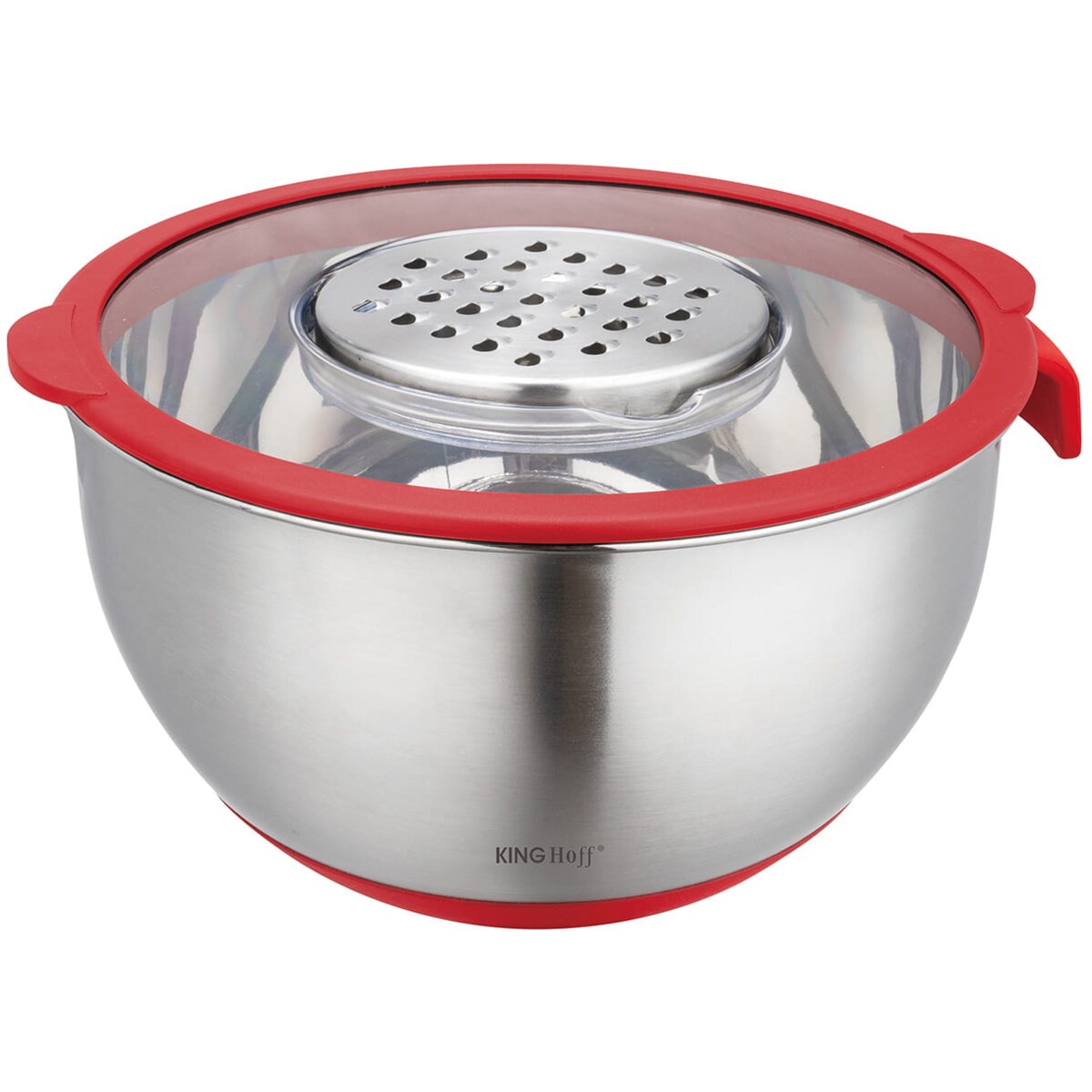 Miska kuchenna wielofunkcyjna z funkcją tarki do warzyw 24cm 5L 5 ele KINGHOFF czerwona