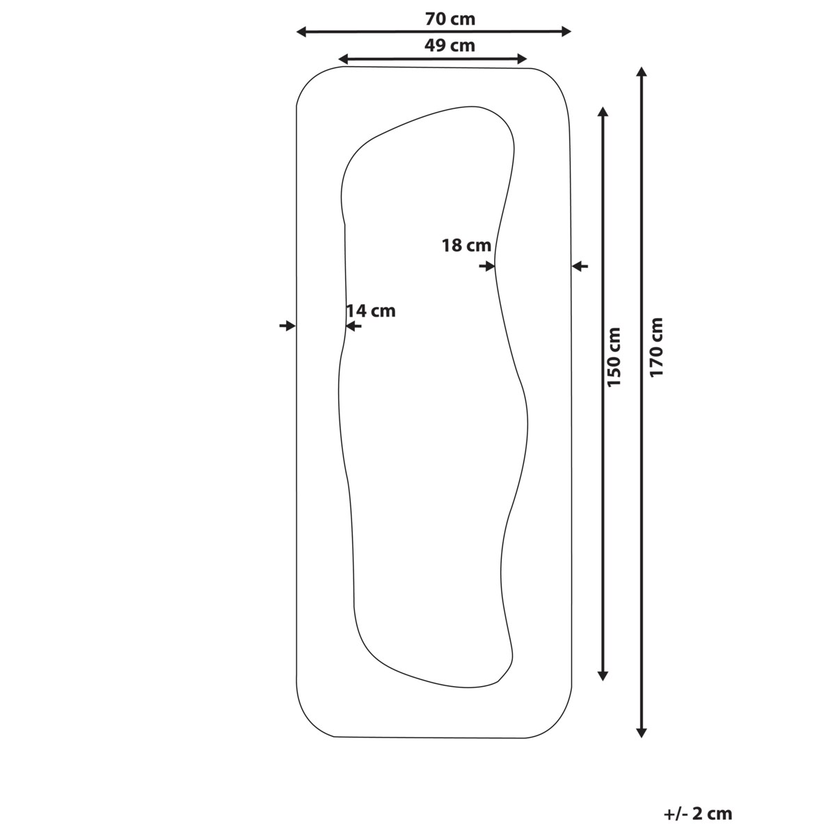 Lustro ścienne QUIMPER 70 cm 170 cm Złamana biel