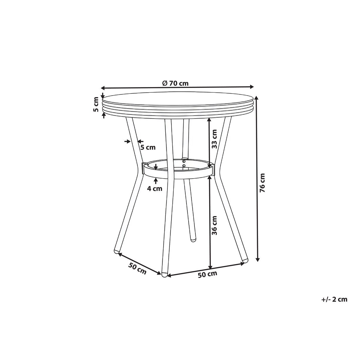 Stolik bistro RIFREDDO 70 cm 70 cm Szkło hartowane Szary