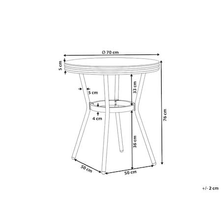 Stolik bistro RIFREDDO 70 cm 70 cm Szkło hartowane Szary