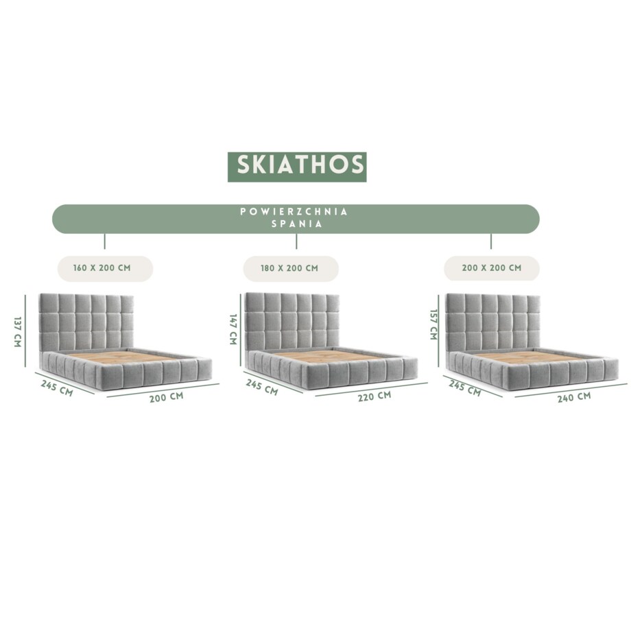 Łóżko tapicerowane SKIATHOS 180x200 z pojemnikiem, Beż, tkanina Bubble 04