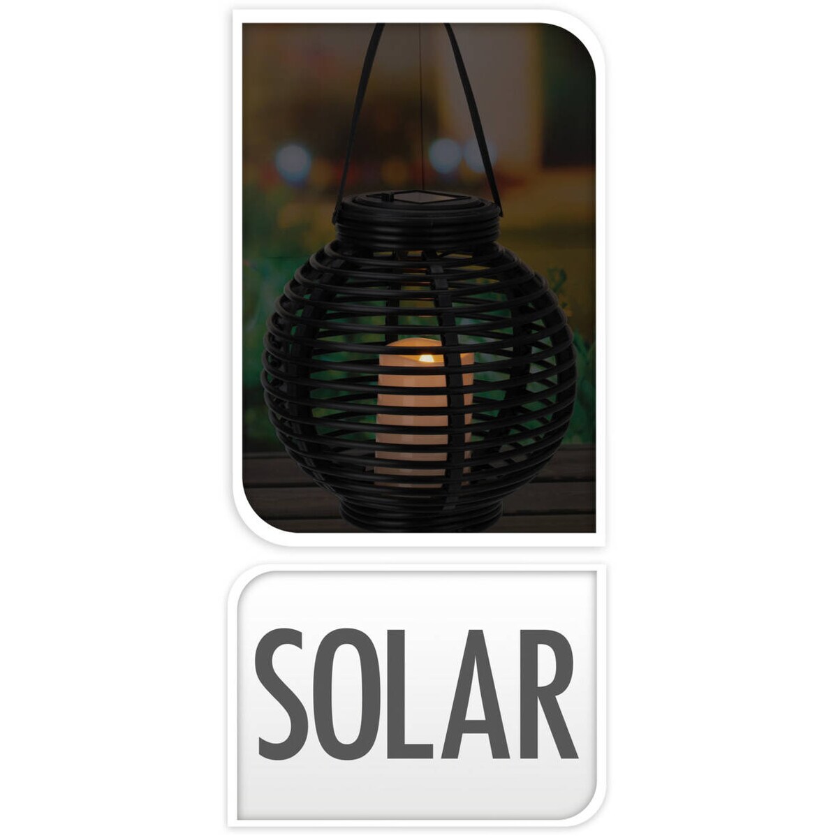 Lampion solarny, czarna kula, Ø 21 cm