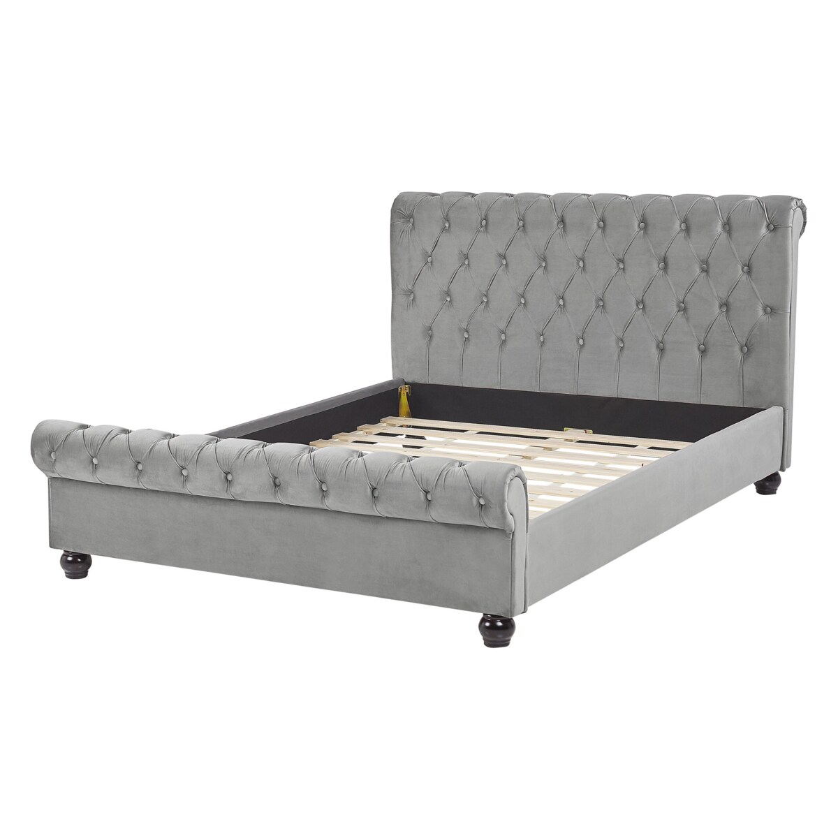 Łóżko welurowe 140 x 200 cm szare AVALLON