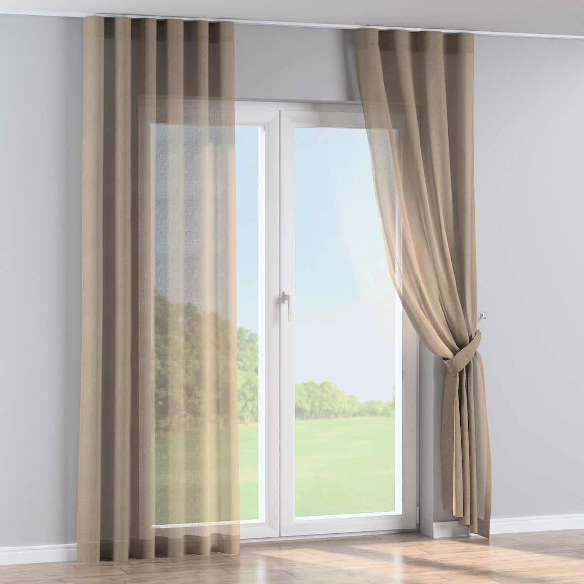 Zasłona na taśmie wave 130x245 beżowy