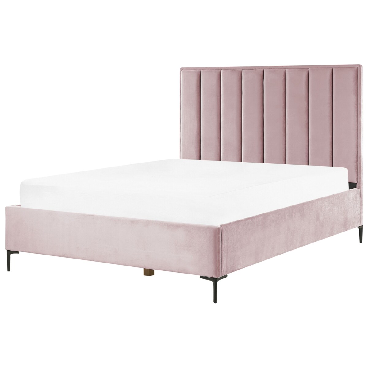 Łóżko z pojemnikiem welurowe 160 x 200 cm różowe SEZANNE