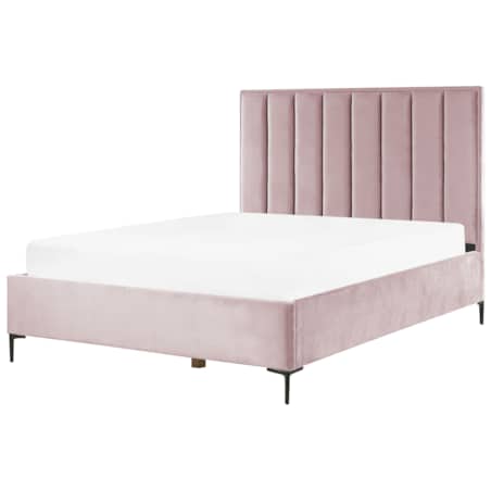 Łóżko z pojemnikiem welurowe 160 x 200 cm różowe SEZANNE