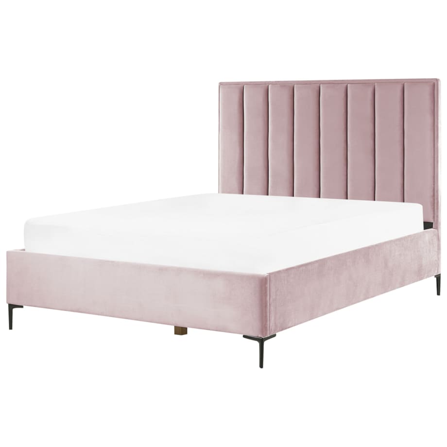 Łóżko z pojemnikiem welurowe 160 x 200 cm różowe SEZANNE