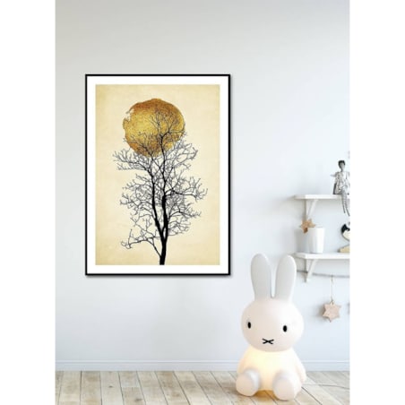 Poster Story, Plakat, Obraz - Sylwetka Czarnego Drzewa na Tle Słońca, wymiary 21 x 30 cm