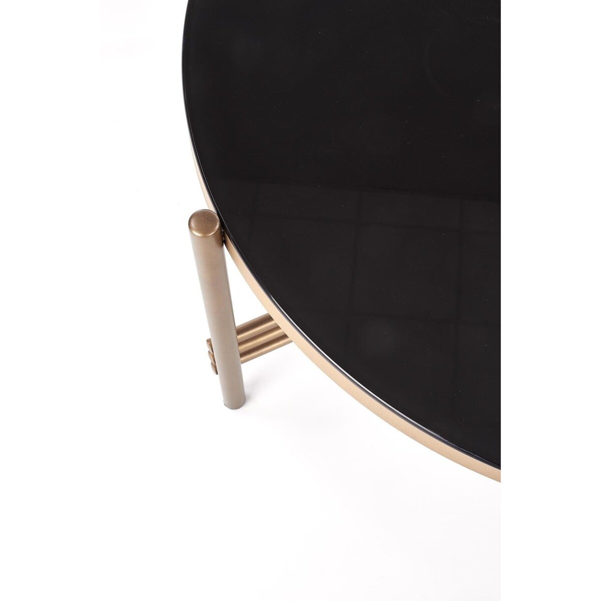 STOLIK KAWOWY Izella 80x41cm SZKLANY BLAT czarny złote nogi