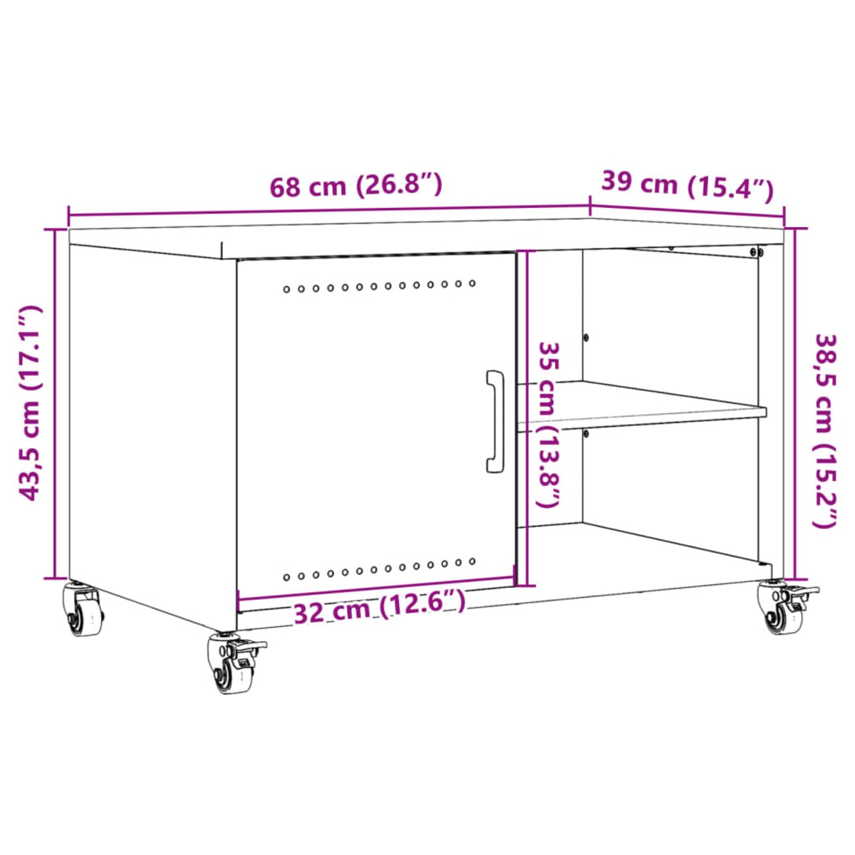 vidaXL Szafka RTV, antracytowa, 68x39x43,5 cm, stal