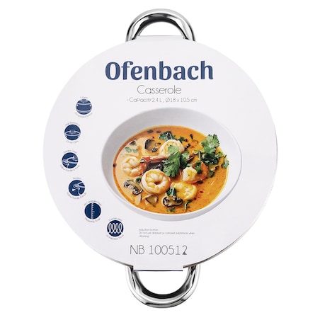 Garnek ze stali nierdzewnej z pokrywką 2.4L indukcja gaz OFENBACH