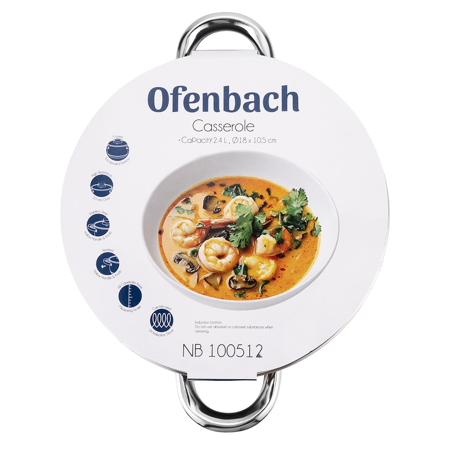 Garnek ze stali nierdzewnej z pokrywką 2.4L indukcja gaz OFENBACH
