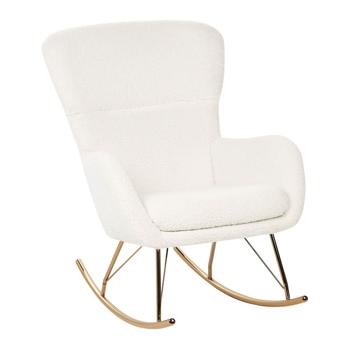 Fotel bujany boucle biały ze złotym ANASET