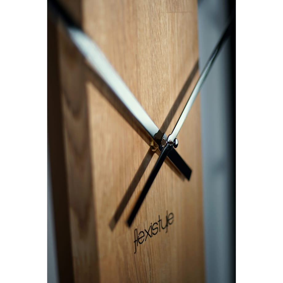 Zegar kwadratowy dębowy LOFT SQUARE metal 50cm