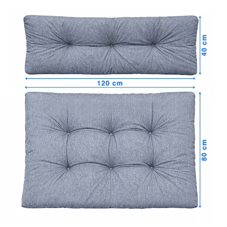 Poduszki Ogrodowe Na Paletę 120X80+120X40 Komplet Wodoodporne Szare