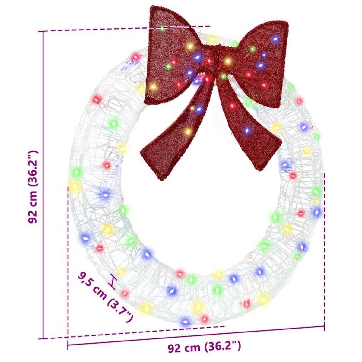 vidaXL Wianek z 80 diodami LED Wielokolorowe 90 cm Akryl