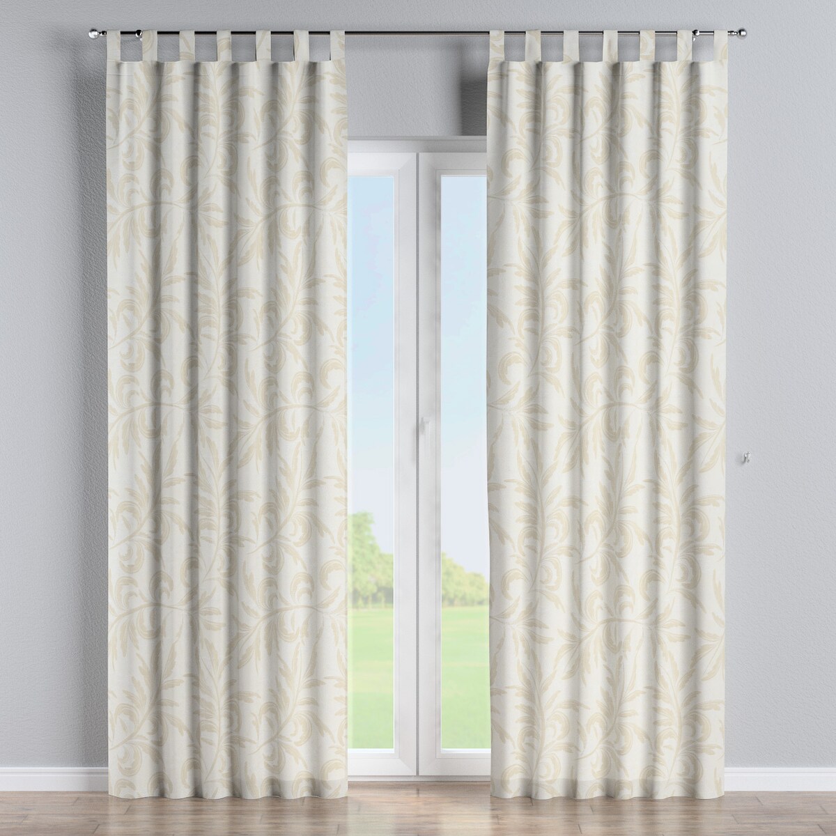 Zasłona na szelkach 1 szt. 130x260 szaro-beżowe liście akantu