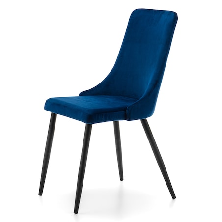 Krzesło tapicerowane welurowe do salonu jadalni UNO granatowe