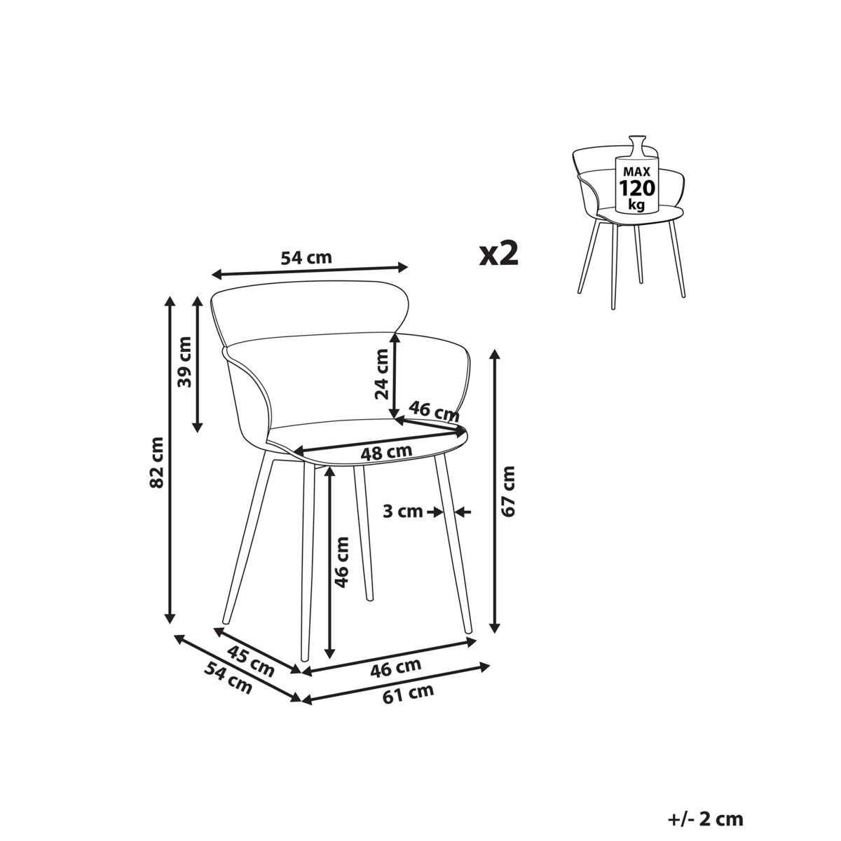Zestaw 2 krzeseł do jadalni SUMKLEY Biały
