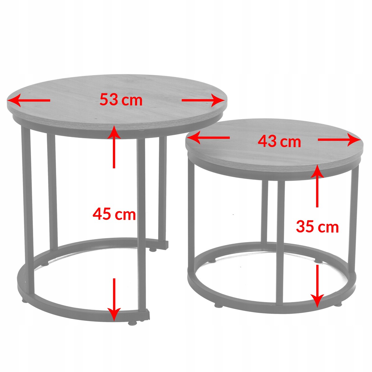 TWIN ZESTAW STOLIKÓW KAWOWYCH fi 53/43 2szt SONOMA