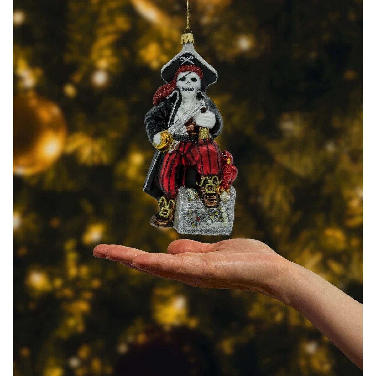Bombka choinkowa: Pirat z kufrem skarbów