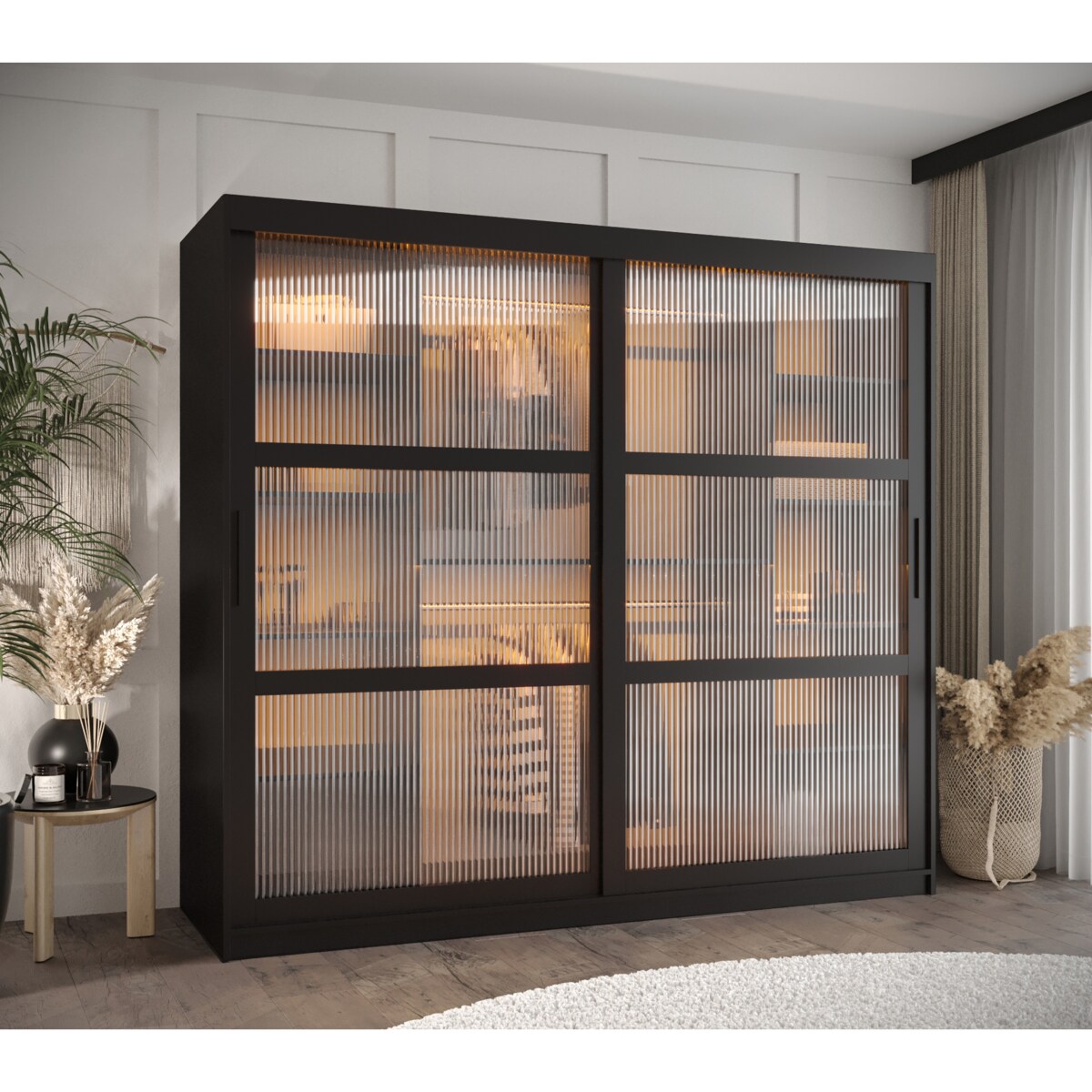 Szafa przesuwna Garderoba FLUTES 200 czarny