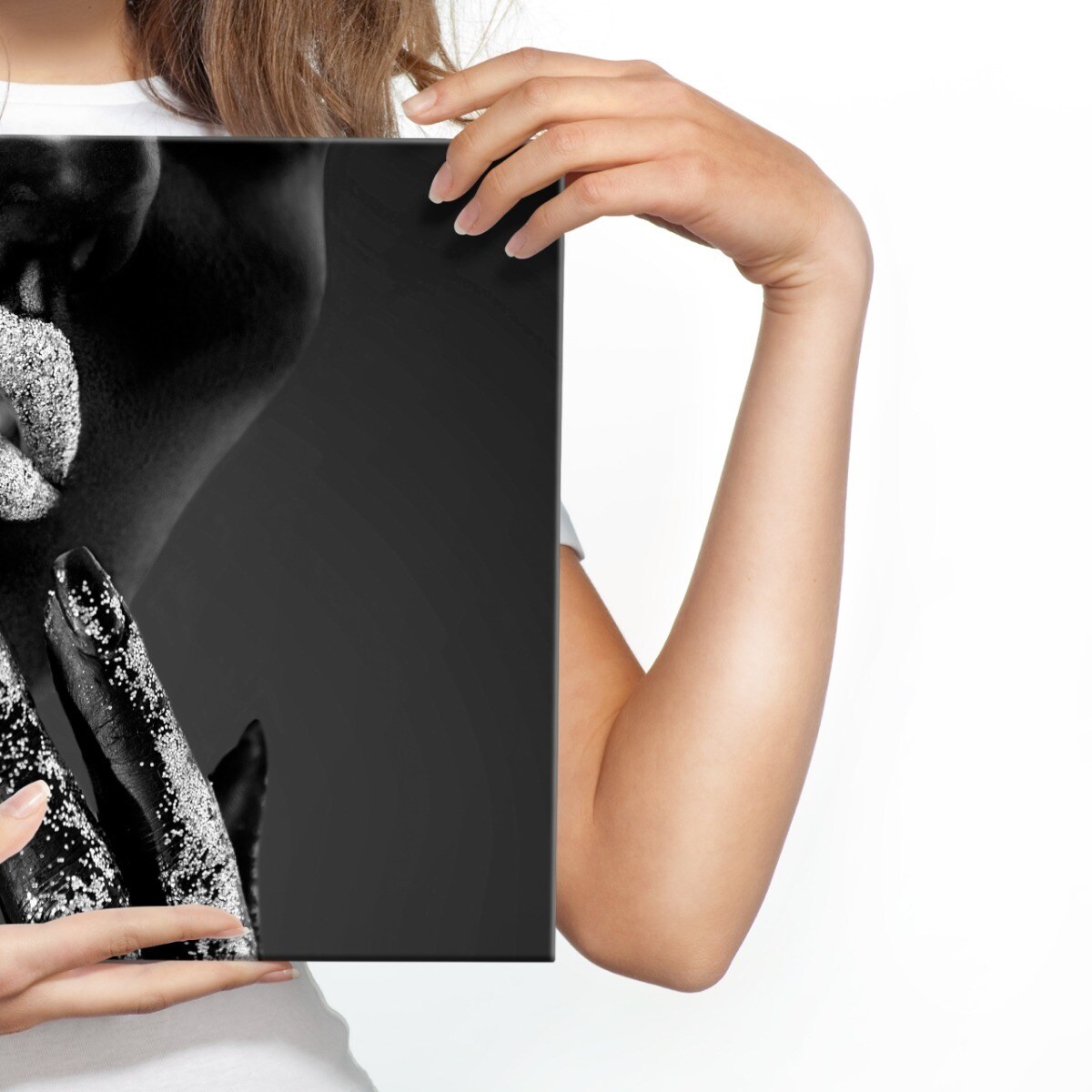 Obraz Na Płótnie KOBIETA Srebrny Make Up 120x80cm