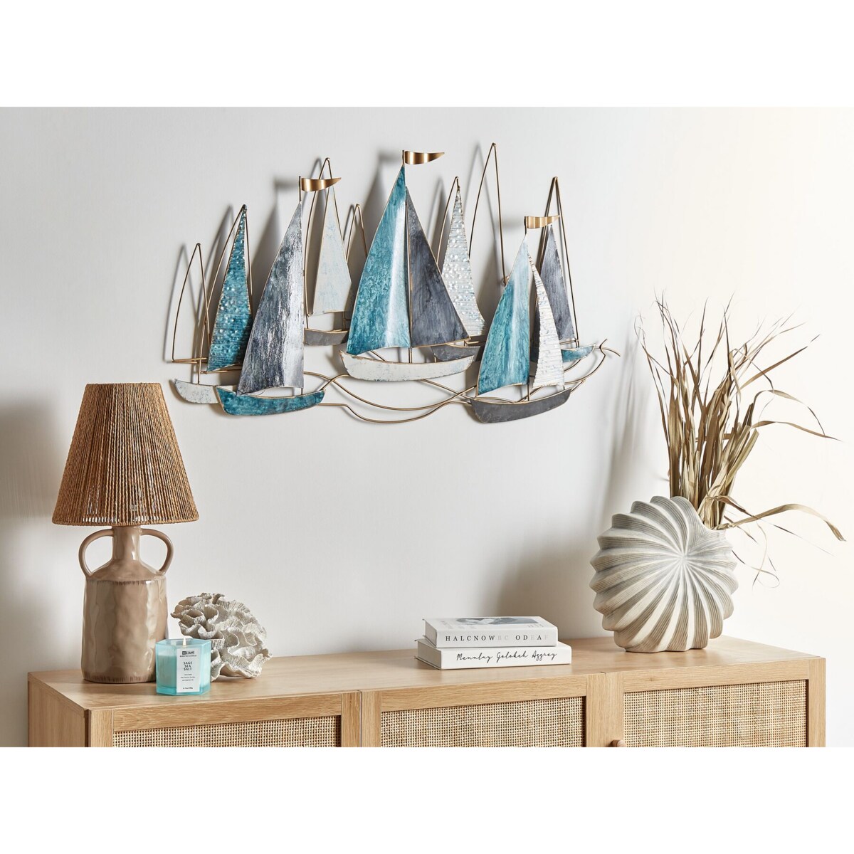 Dekoracja ścienna niebieska ze złotym BOHRIUM