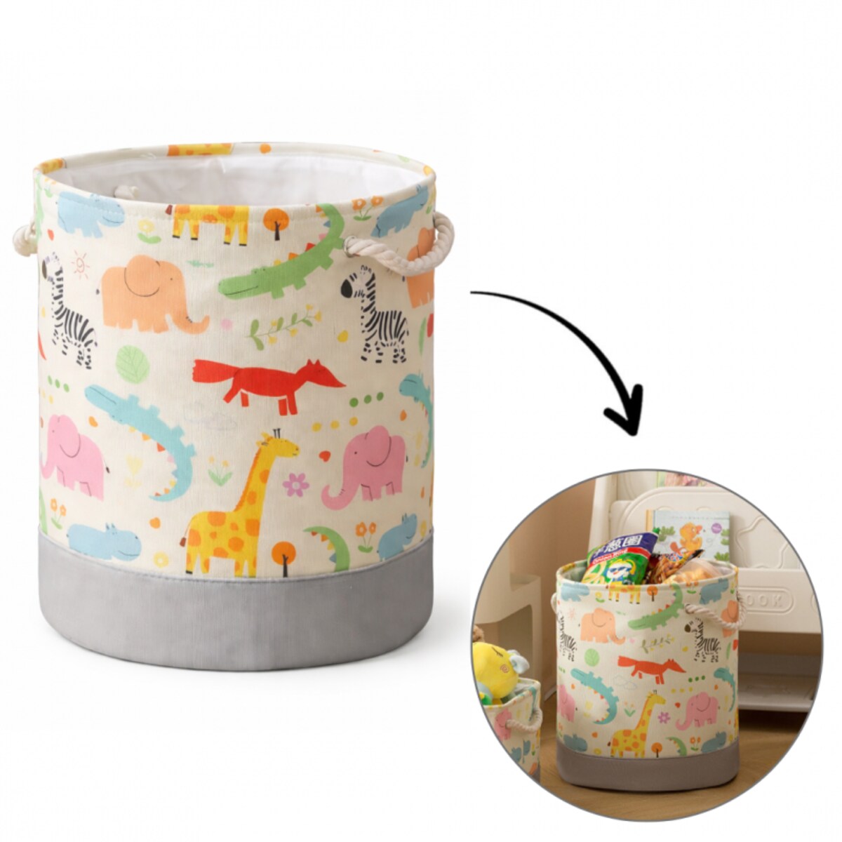 Pojemnik na zabawki kosz, worek na pranie, organizer zwierzątka 40x35cm OR113