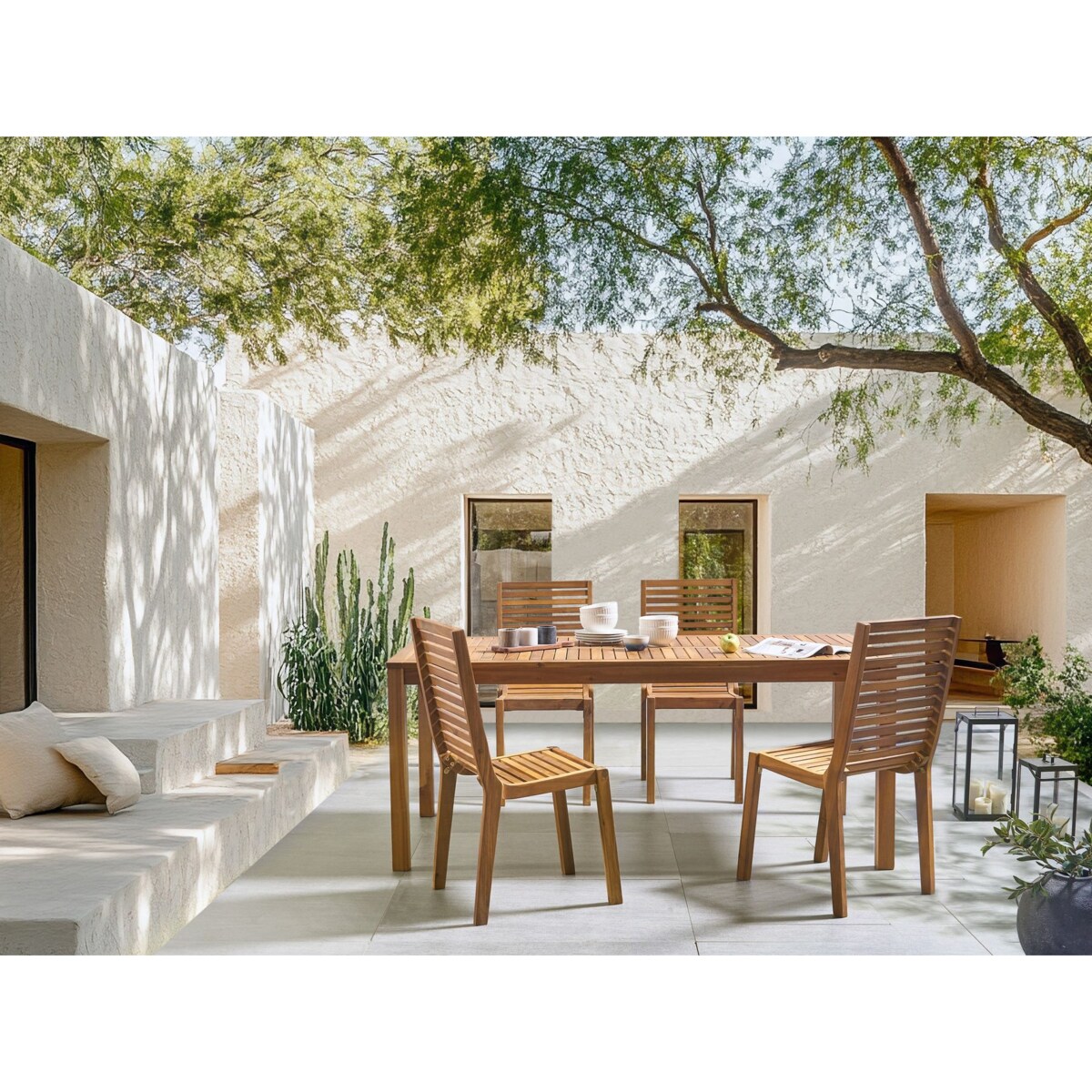 Zestaw ogrodowy dla 4 osób OMBRIANO Certyfikowane drewno akacjowe Jasnobrązowy