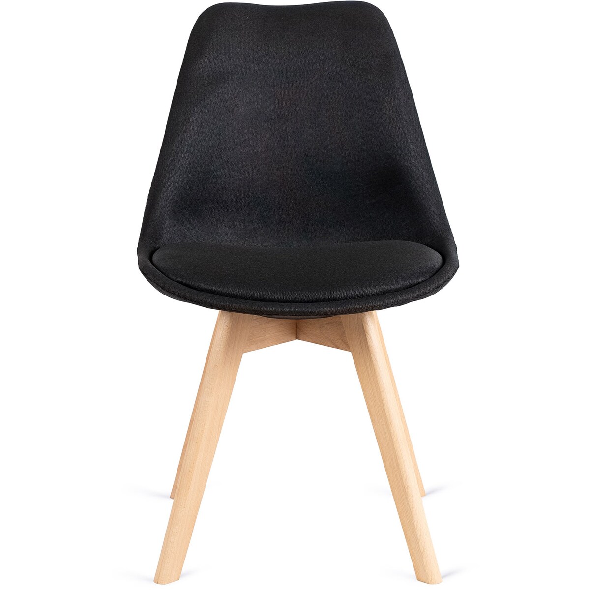 Krzesło Tapicerowane Do Kuchni Czarne Dąb Nogi NEVEL
