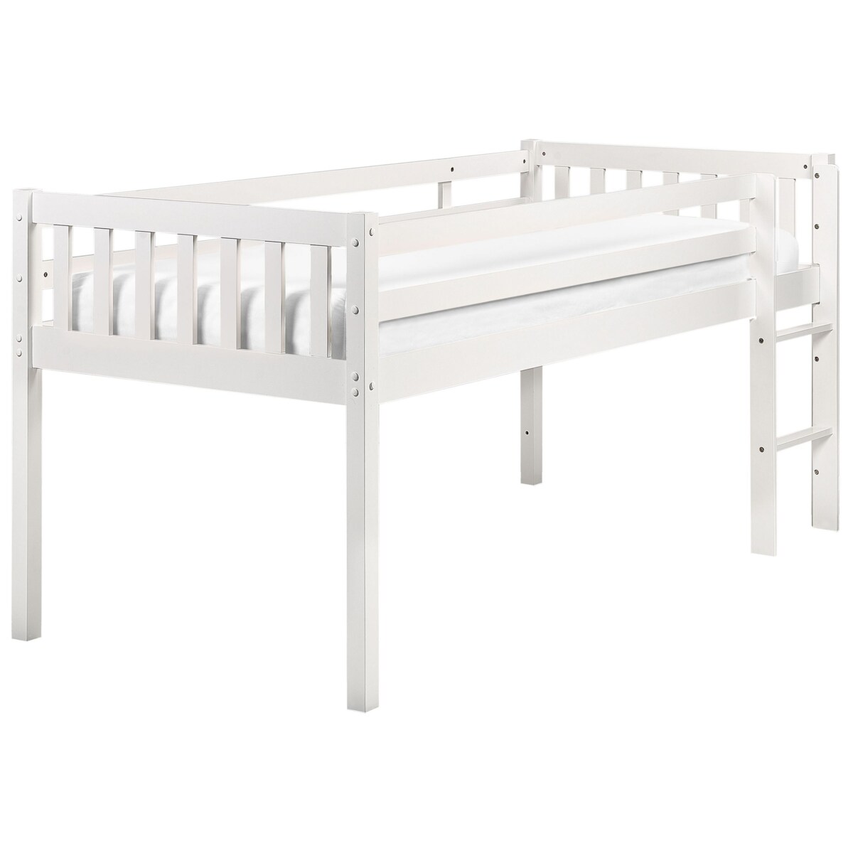 Łóżko dziecięce na antresoli drewniane 90 x 200 cm białe PEIPIN