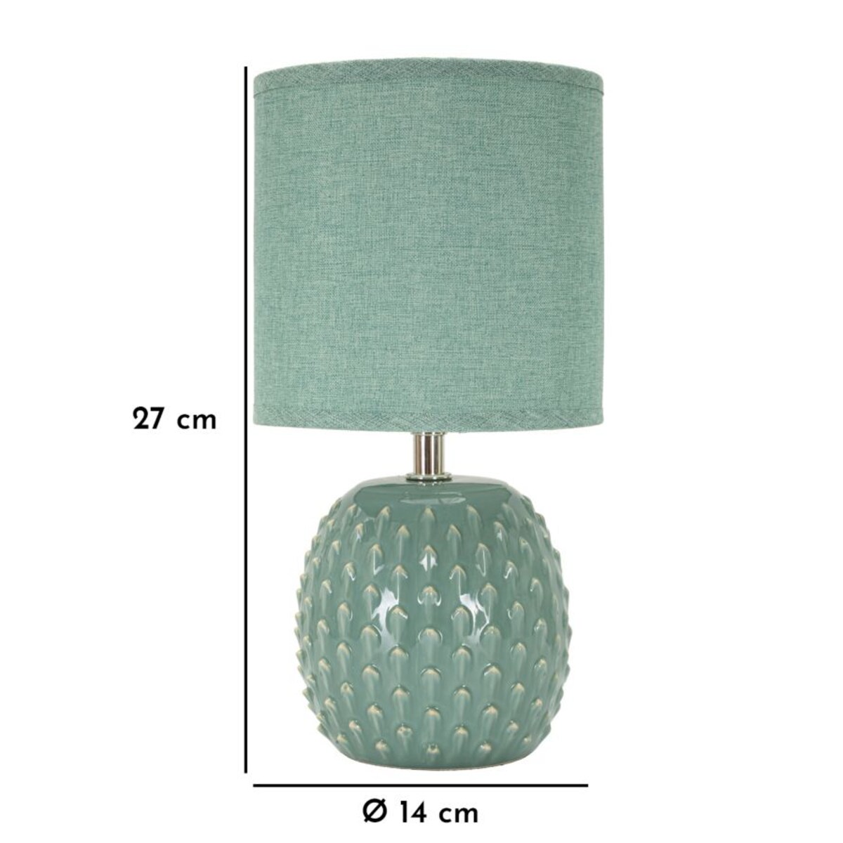 Lampa stołowa Pontus, kolor jasnoniebieski, ceramika i żelazo, 14 x 14 x 27 cm, 1 x E14, styl nowoczesny, do salonu i sypialni, Mauro Ferretti