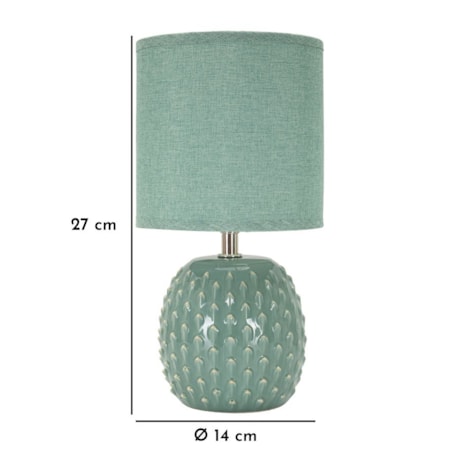 Lampa stołowa Pontus, kolor jasnoniebieski, ceramika i żelazo, 14 x 14 x 27 cm, 1 x E14, styl nowoczesny, do salonu i sypialni, Mauro Ferretti