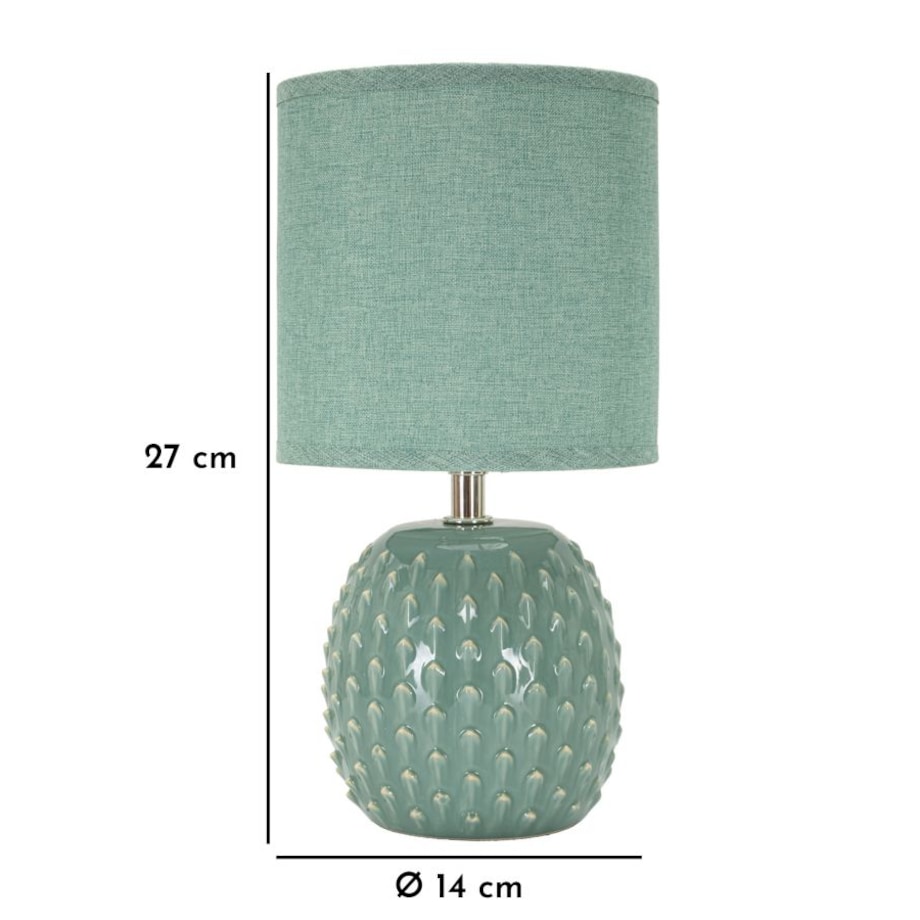 Lampa stołowa Pontus, kolor jasnoniebieski, ceramika i żelazo, 14 x 14 x 27 cm, 1 x E14, styl nowoczesny, do salonu i sypialni, Mauro Ferretti
