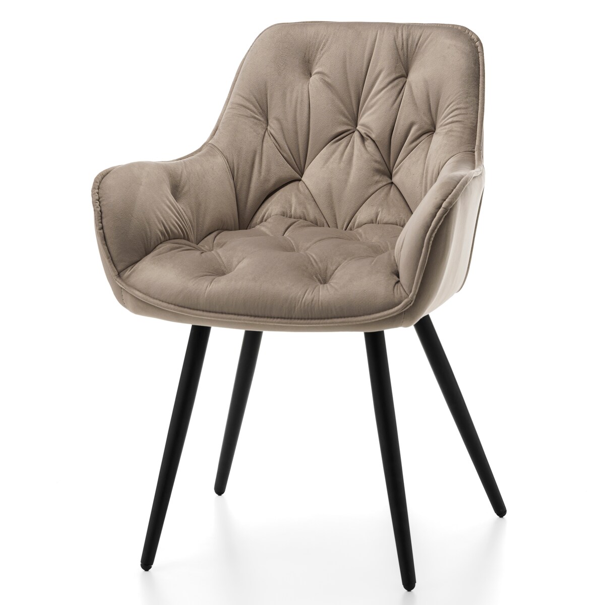 Krzesło tapicerowane pikowane do salonu jadalni welurowe SIENA ciemnobeżowe