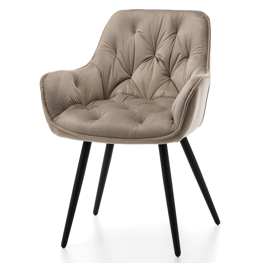 Krzesło tapicerowane pikowane do salonu jadalni welurowe SIENA ciemnobeżowe