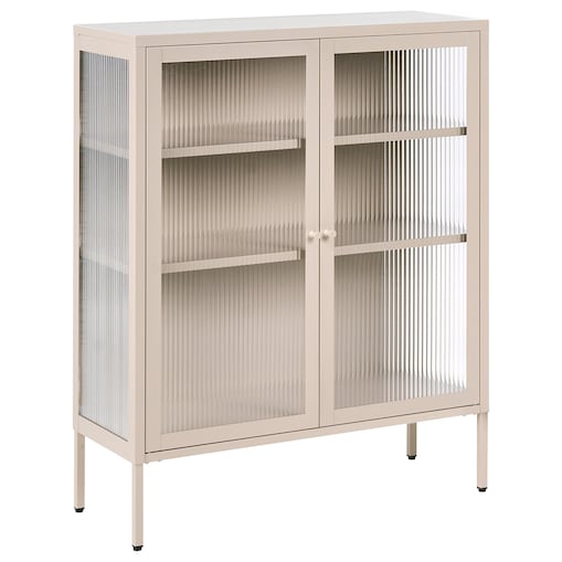 Szafka ze szklanymi drzwiami LERRYN Metal 90 cm Beżowy