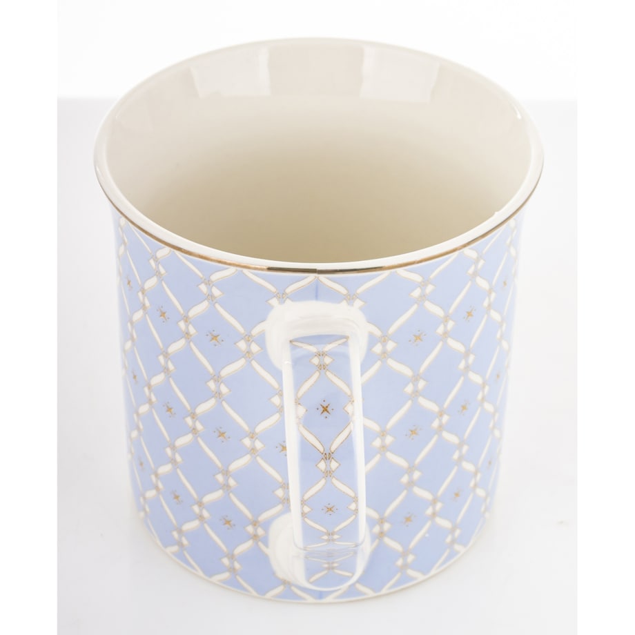 Kubek porcelanowy w pudełku 12,5x9x9 cm MAGLIA 380 ml niebieski z białym wzorem