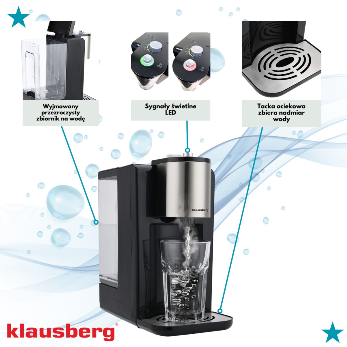 Dozownik dystrybutor podgrzewacz do gorącej wody 2.2L z regulacją temperatury KLAUSBERG
