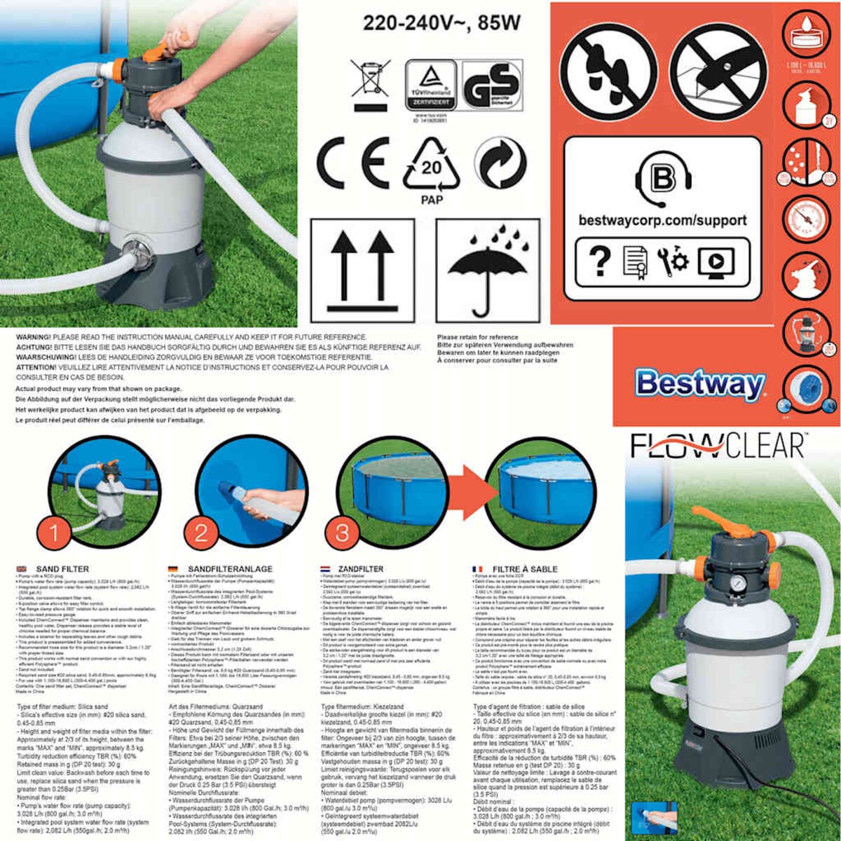 Bestway Piaskowa pompa filtrująca Flowclear