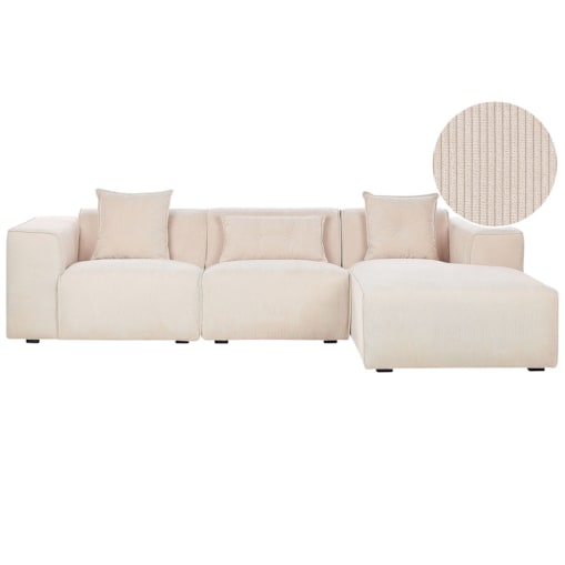 Narożnik sztruksowy lewostronny beżowy DOLVA