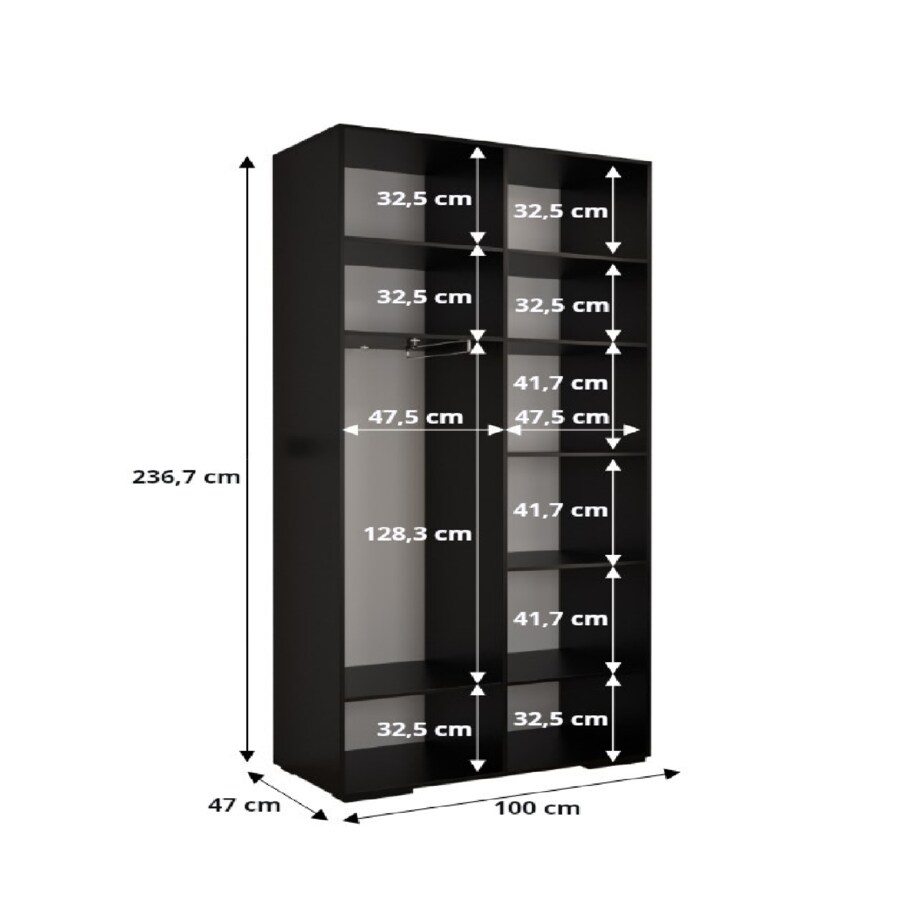 Szafa przesuwna Garderoba MANHATTAN RYFEL 7 200 gł. 47 czarny