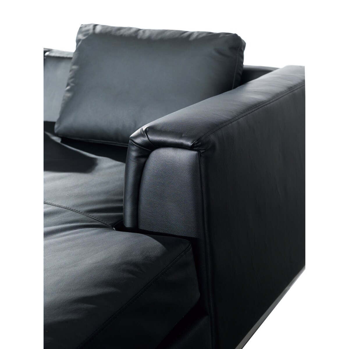 Narożnik z otomaną 5-osobowy skórzany lewostronny czarny OSLO