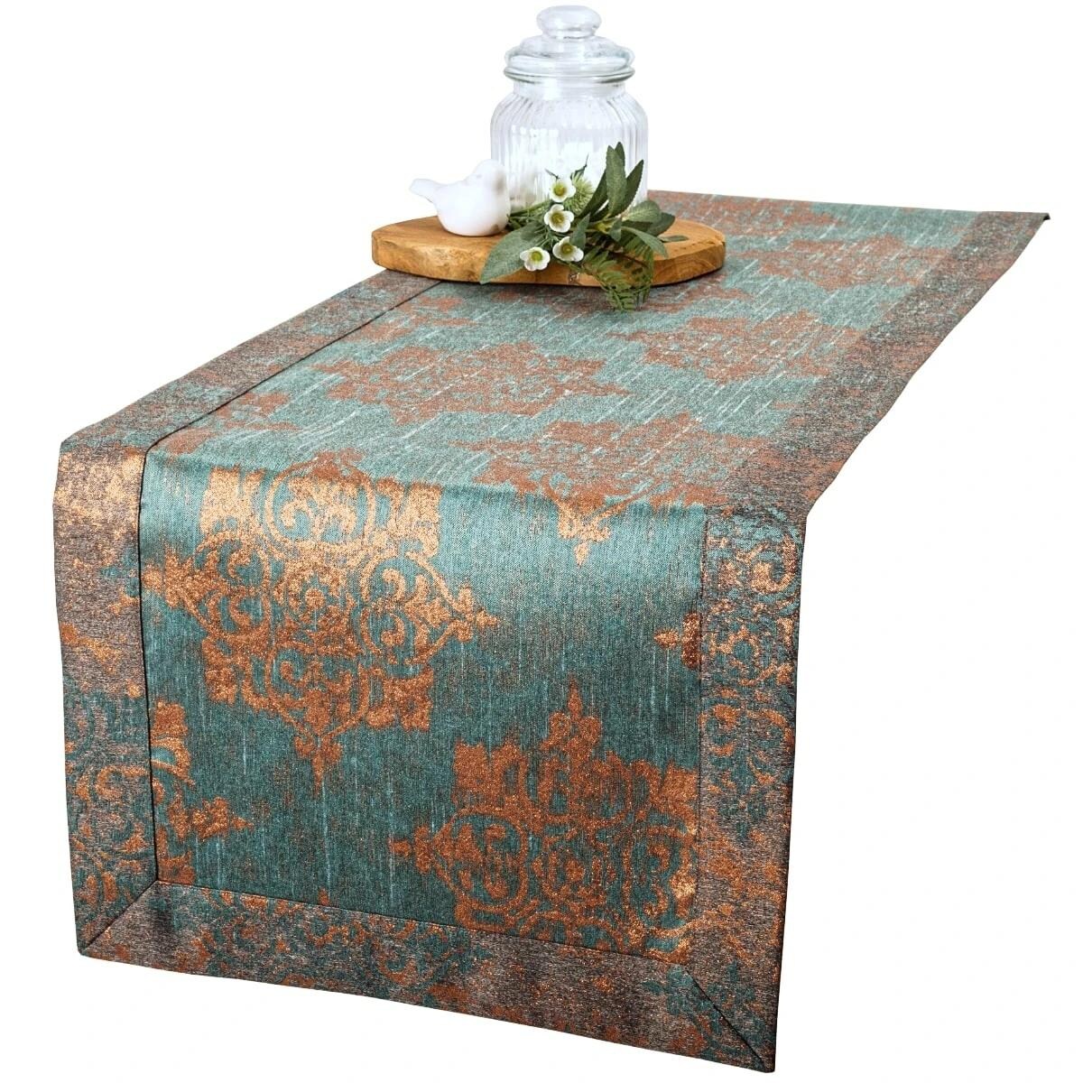 Bieżnik na stół plamoodporny Miedziany Ornament - 40x140 cm - złoty