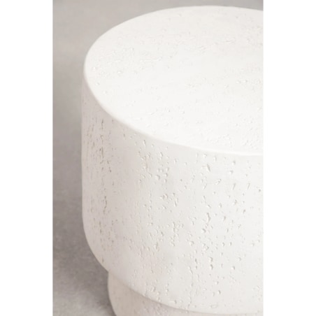 Okrągła szafka nocna, stolik boczny, Ø45 cm z cementu Selara, biały