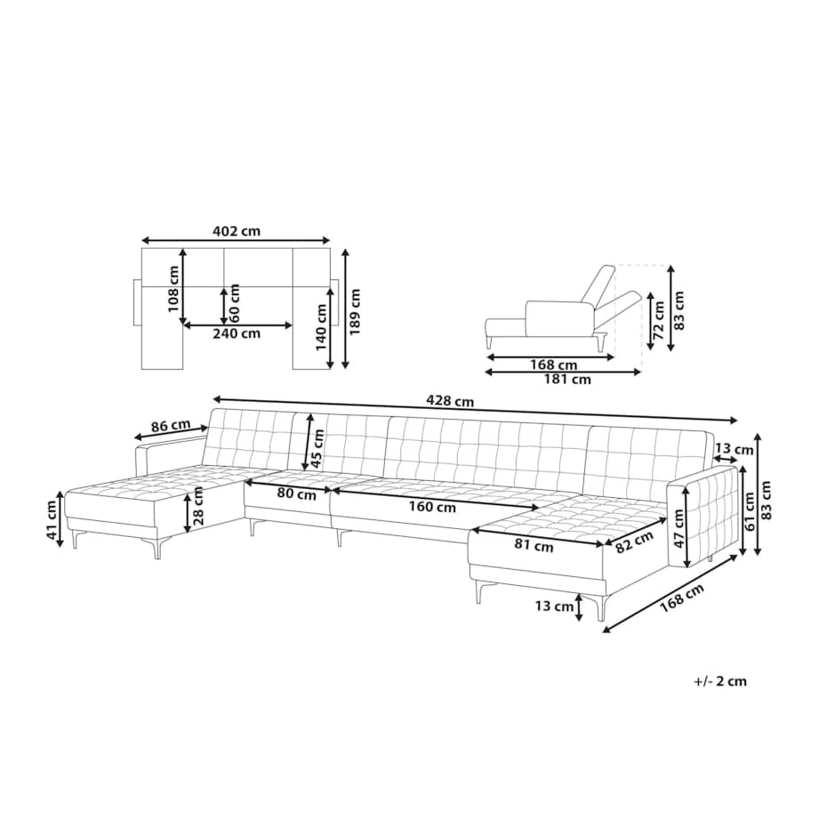 Narożnik rozkładany 6-osobowy welurowy szmaragdowy ABERDEEN